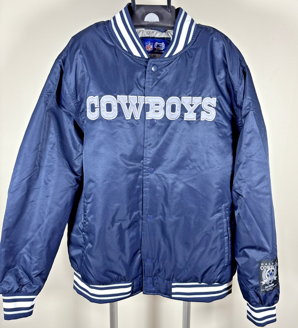 NWT Dallas Cowboys Ultra Game Satin Bomber Varsity Jacket NFL Football Men's XL